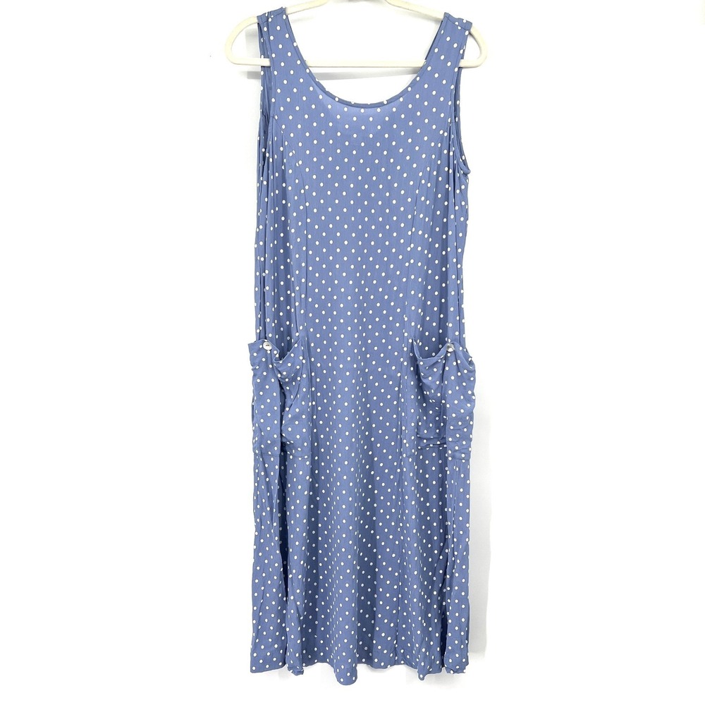 vintage April Cornell periwinkle polkadot jumper dress Cottagecore 90s grunge M